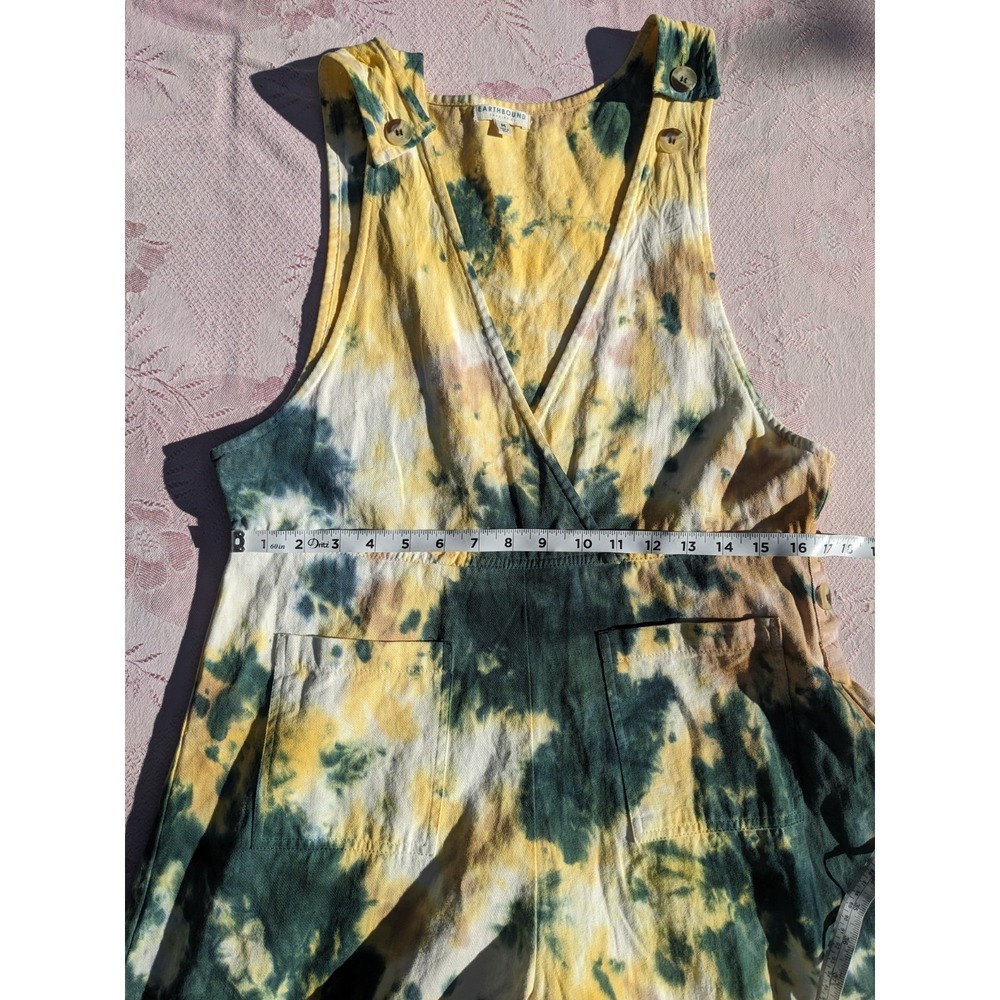 Earthbound Trading Co. Tie Dye Wide Leg Overall Jumpsuit M Festival Boho Hippie - Picture 12 of 16